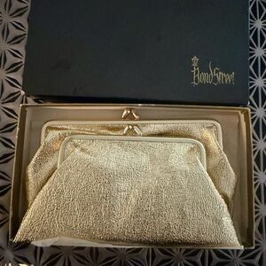 ST. THOMAS Gold Clutch Bag 60s double coin purse clutch bag